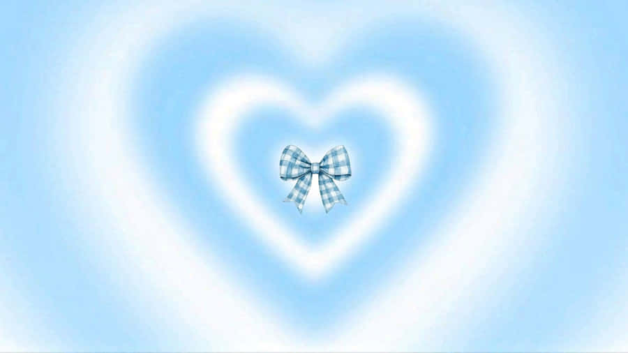 Blue Bow Heart Design Wallpaper