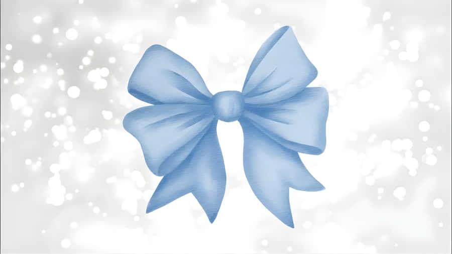 Blue Bow On Sparkling Background Wallpaper