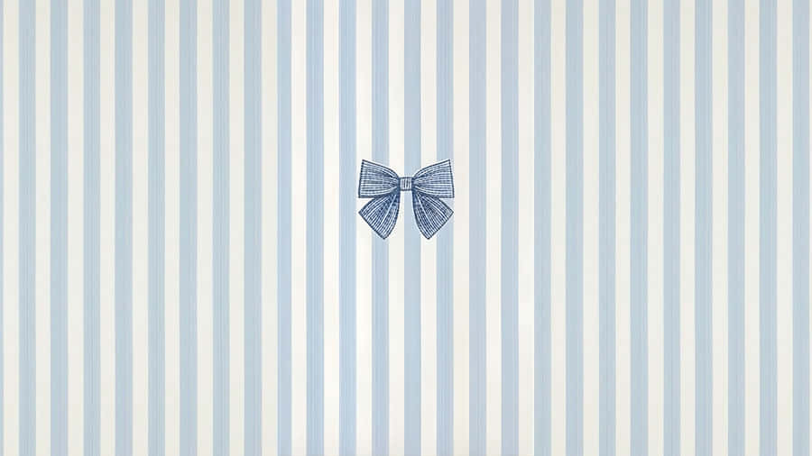 Blue Bow On Striped Background Wallpaper