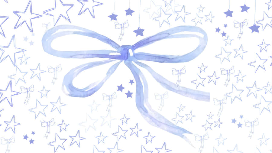 Blue Bow With Star Background Wallpaper