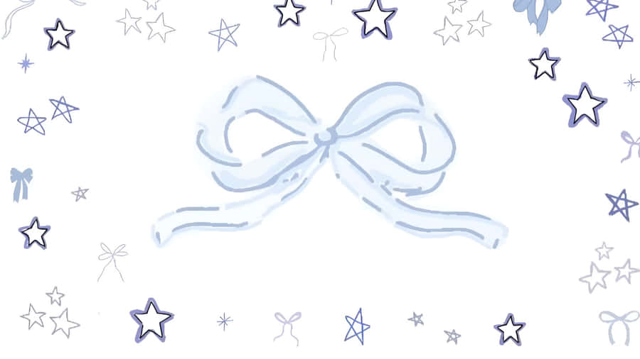 Blue Bow With Starry Frame Wallpaper