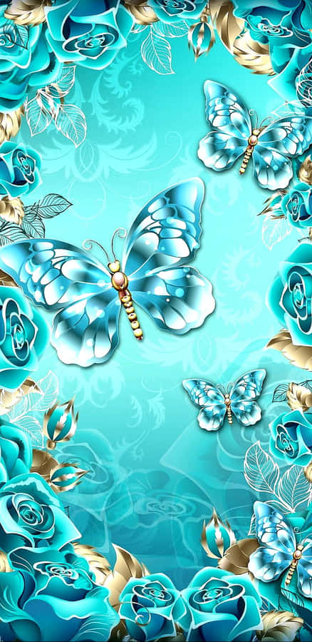 Blue Butterfly Floral Backdrop Wallpaper