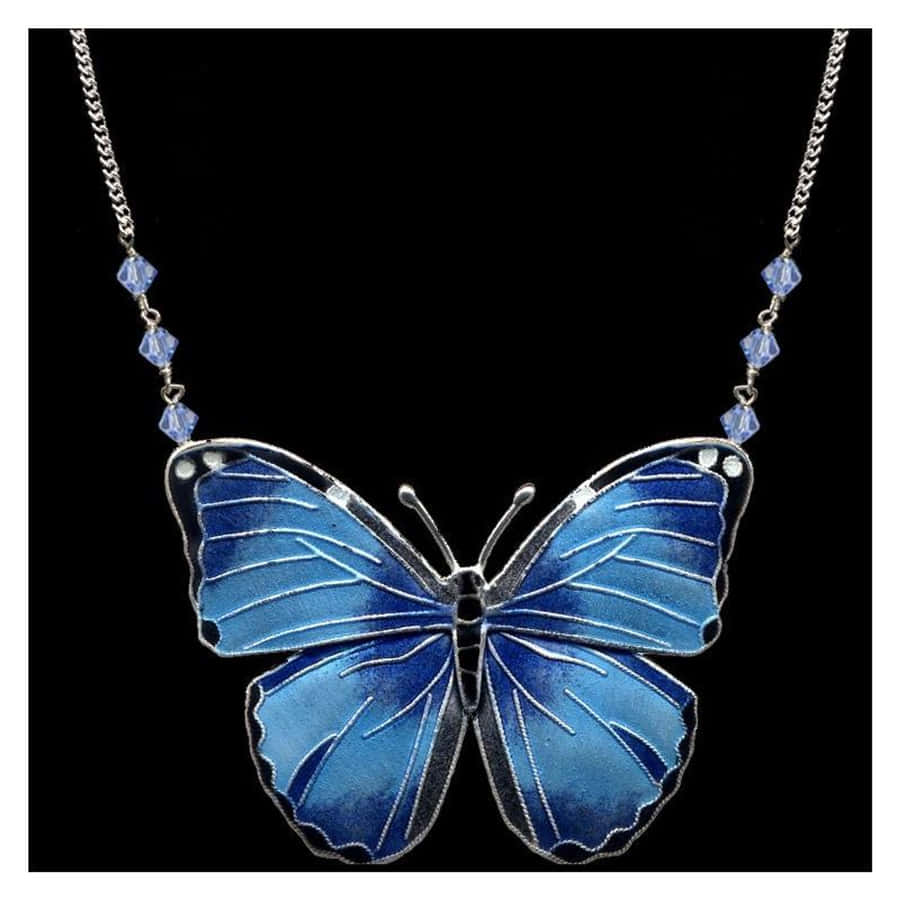 Blue Butterfly Pendant Necklace Wallpaper