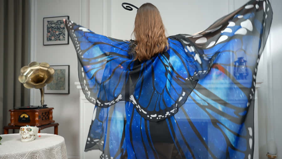 Blue Butterfly Wings Costume Wallpaper
