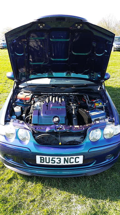 Blue_ Car_ Showing_ Engine_ Bay Wallpaper
