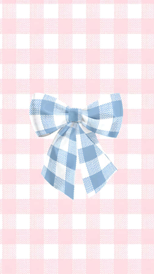 Blue Checkered Bow Wallpaper