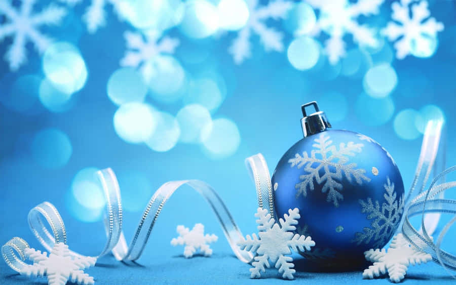 Blue Christmas Ribbon Wallpaper