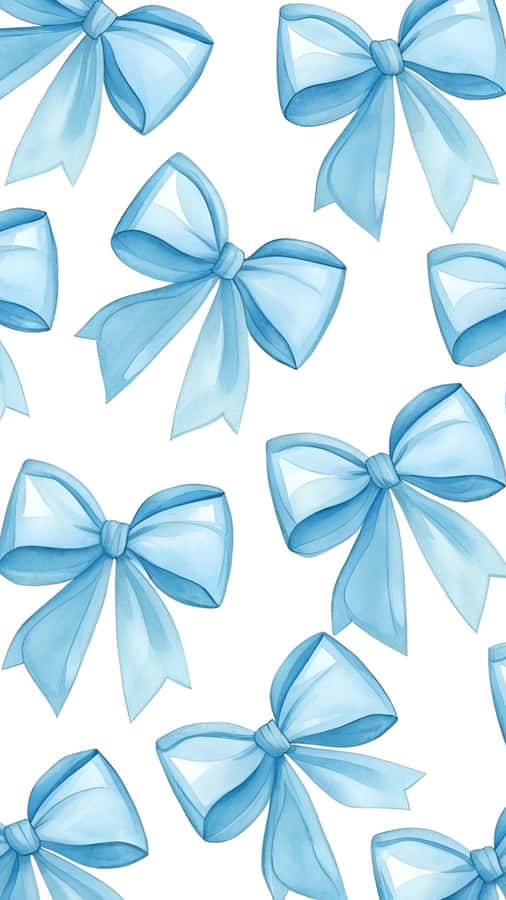Blue Cute Bow Pattern Wallpaper