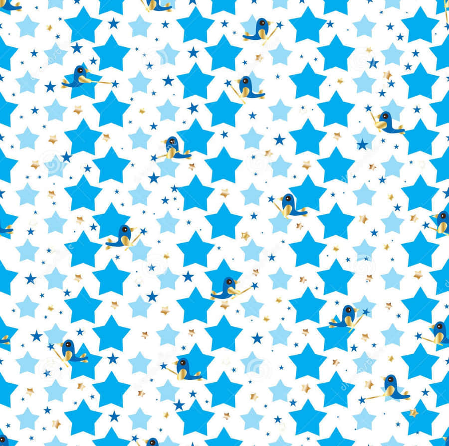 Blue Cute Stars And Bird Digital Art Wallpaper