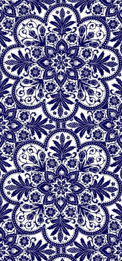 Blue Damask Pattern Design Wallpaper
