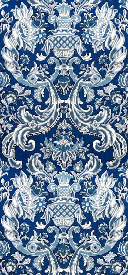 Blue Damask Pattern Texture Wallpaper