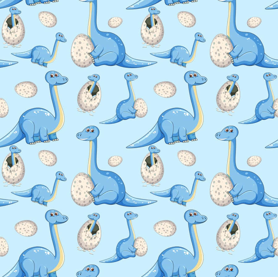Blue Dinosaur Pattern Background Wallpaper