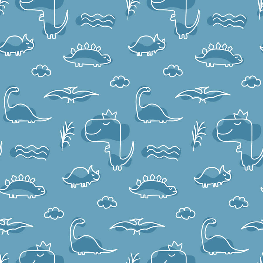 Blue Dinosaur Pattern Background Wallpaper