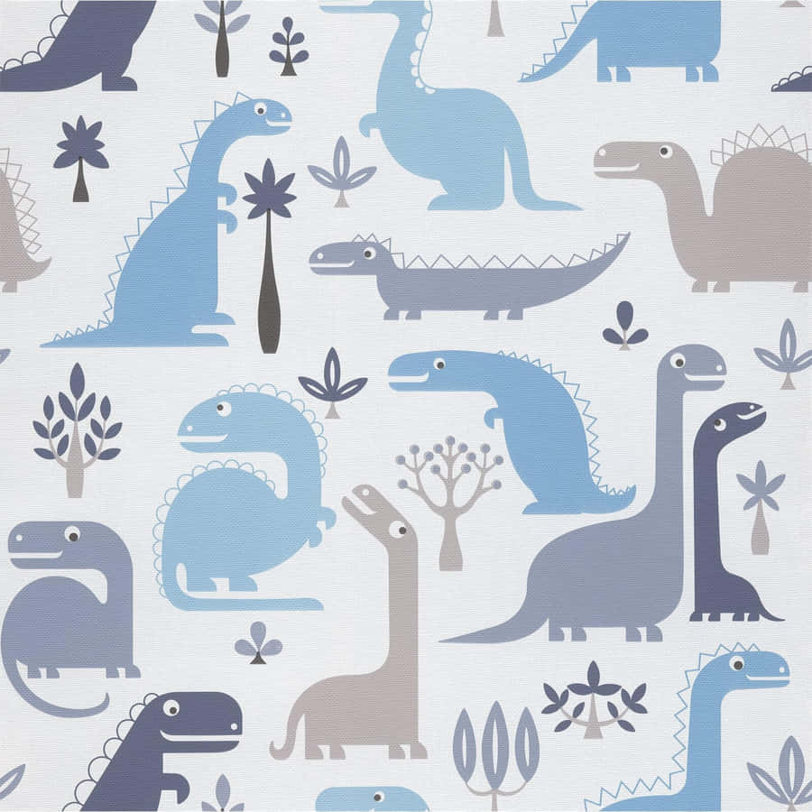 Blue Dinosaur Pattern Design Wallpaper