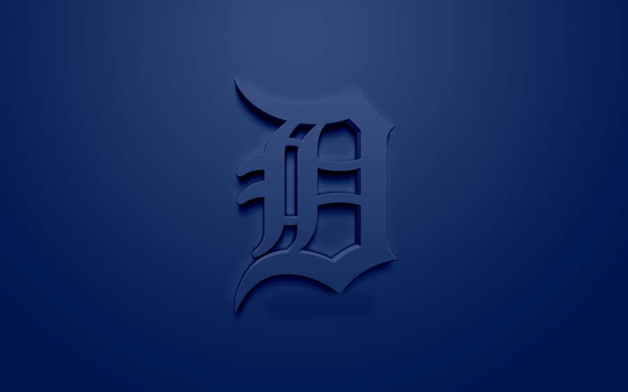 Blue Embossed Detroit Tigers Logo Wallpaper