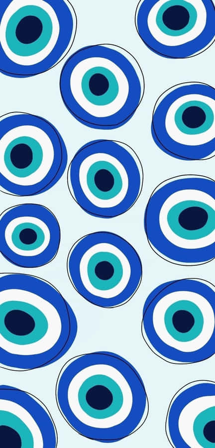 Blue Evil Eye Pattern Background Wallpaper