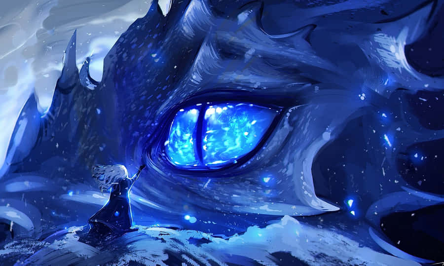 Blue Eyed Dragon Anime Art Wallpaper