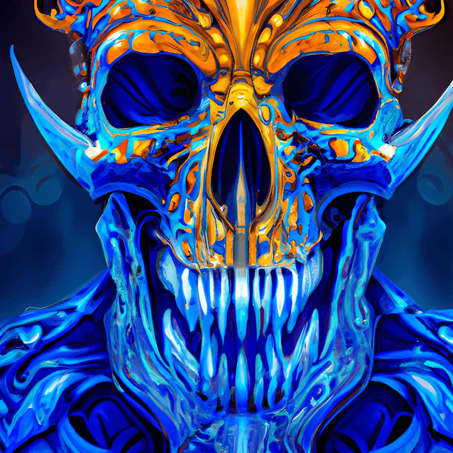 Blue_ Fire_ Skull_ Artwork Wallpaper