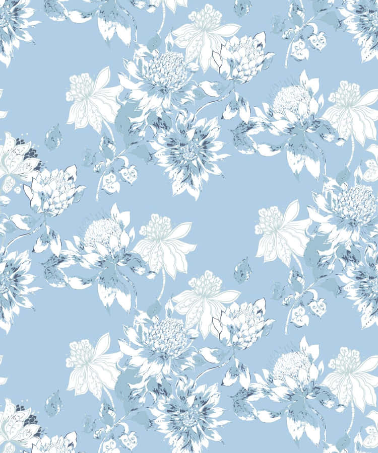 Blue Floral Pattern Background Wallpaper