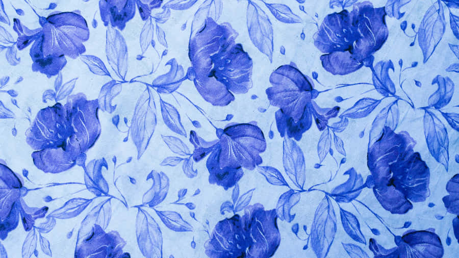 Blue Floral Pattern Design Wallpaper