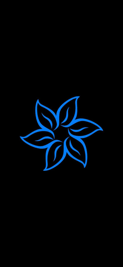 Blue Flower Line Art Super Amoled Display Wallpaper