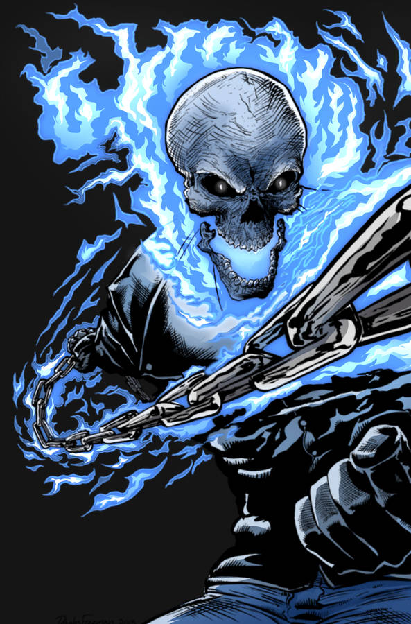 Blue Ghost Rider Comic Art Wallpaper