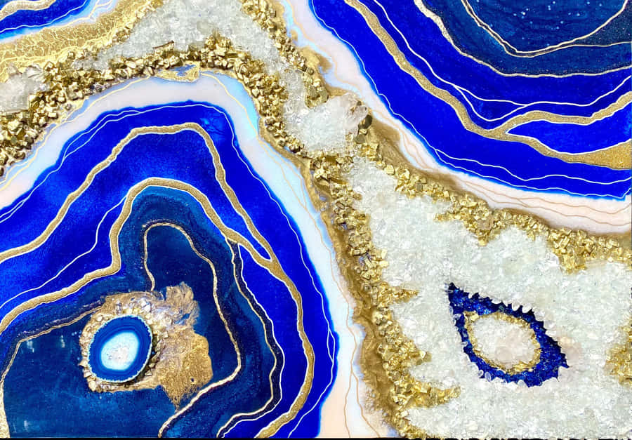 Blue Gold Resin Artwork Wallpaper