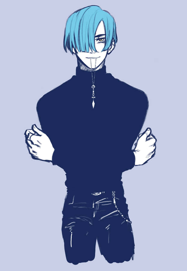 Blue Haired Anime Character Illustration Wallpaper