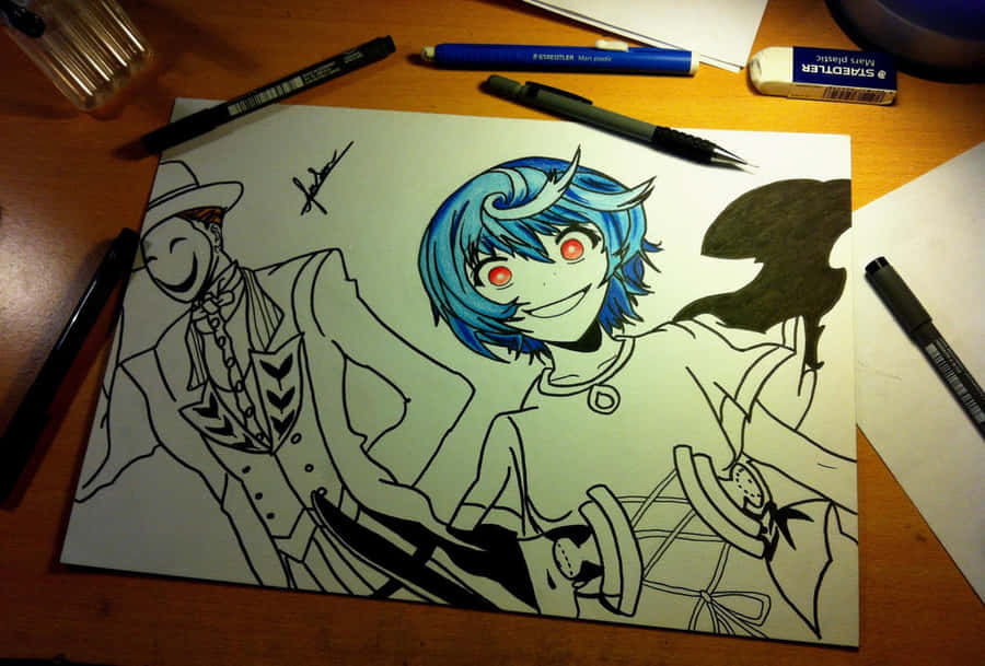 Blue Haired Character Artwork Wallpaper