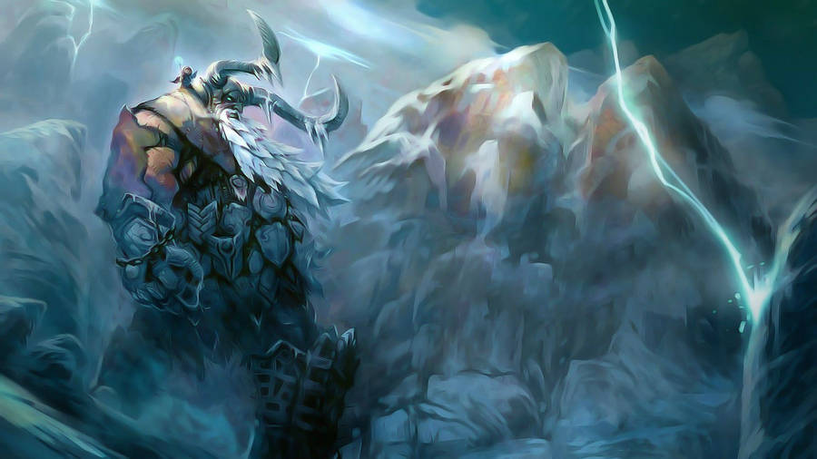 Blue Lightning Viking Art Wallpaper