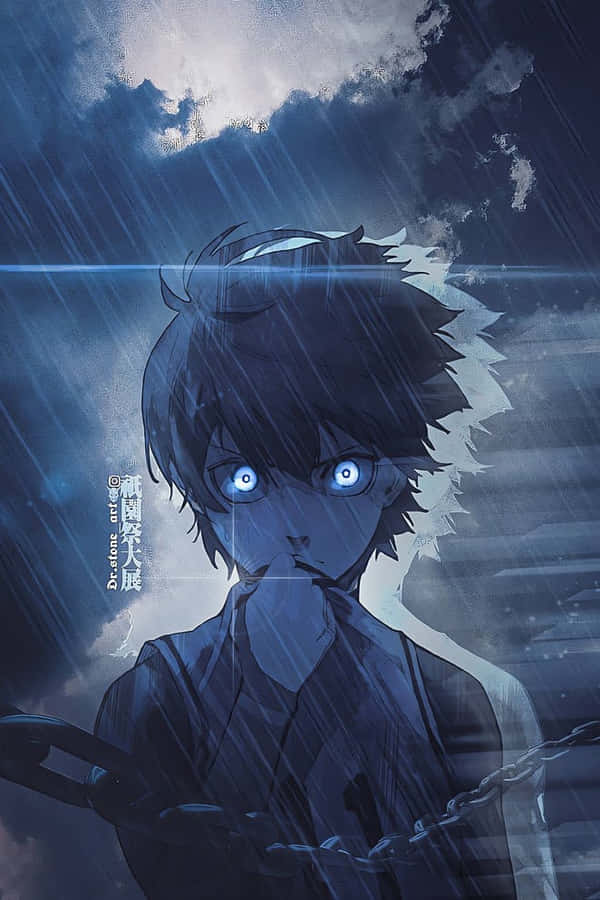 Blue Lock Anime Character Rainy Backdrop Wallpaper