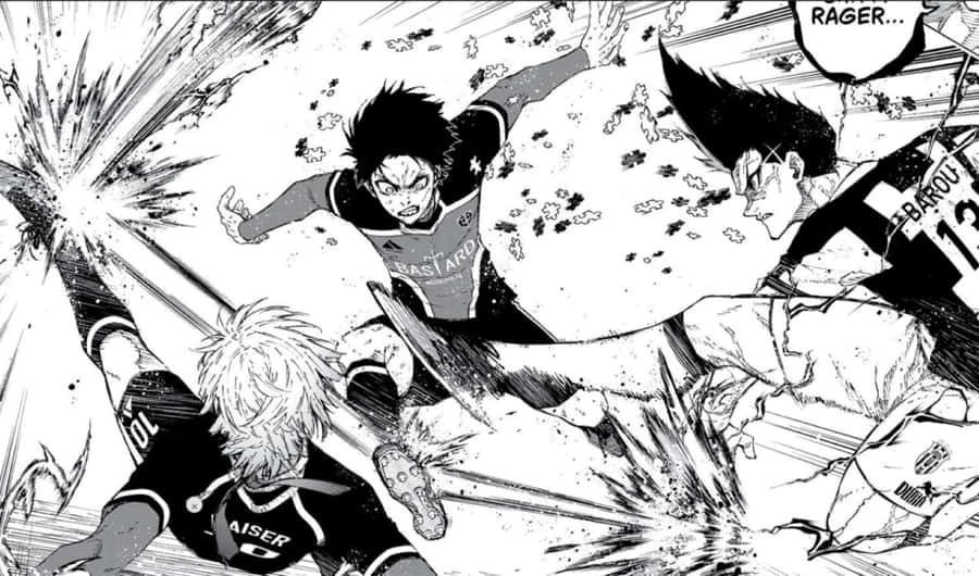 Blue Lock Manga Intense Soccer Action Wallpaper