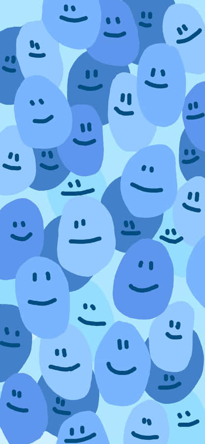 Blue_ Melting_ Smiley_ Faces_ Pattern Wallpaper