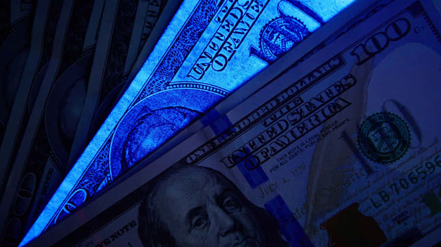 Blue Money Aesthetic Close Up Wallpaper