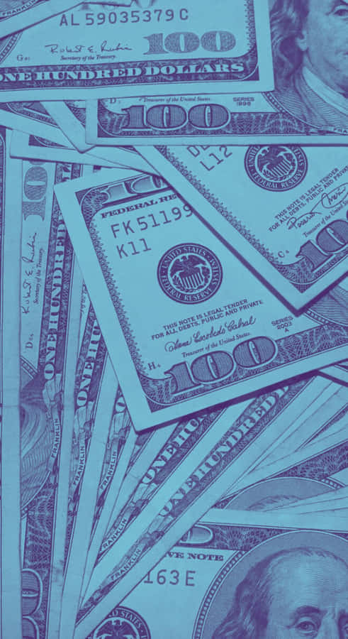 Blue Money Aesthetic Focus Wallpaper