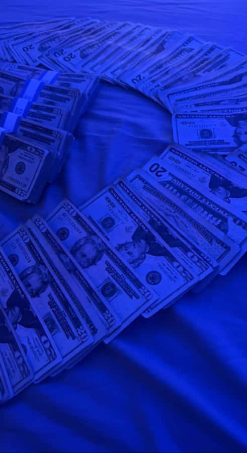 Blue Money Stack Aesthetic Wallpaper