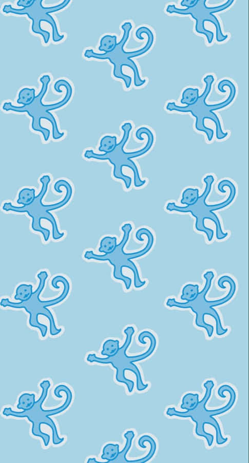 Blue Monkey Pattern Roller Rabbit Inspired Wallpaper