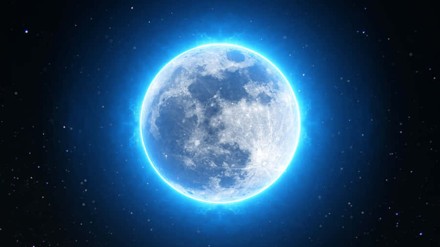 Blue Moon Glowing Edge Space Backdrop Wallpaper