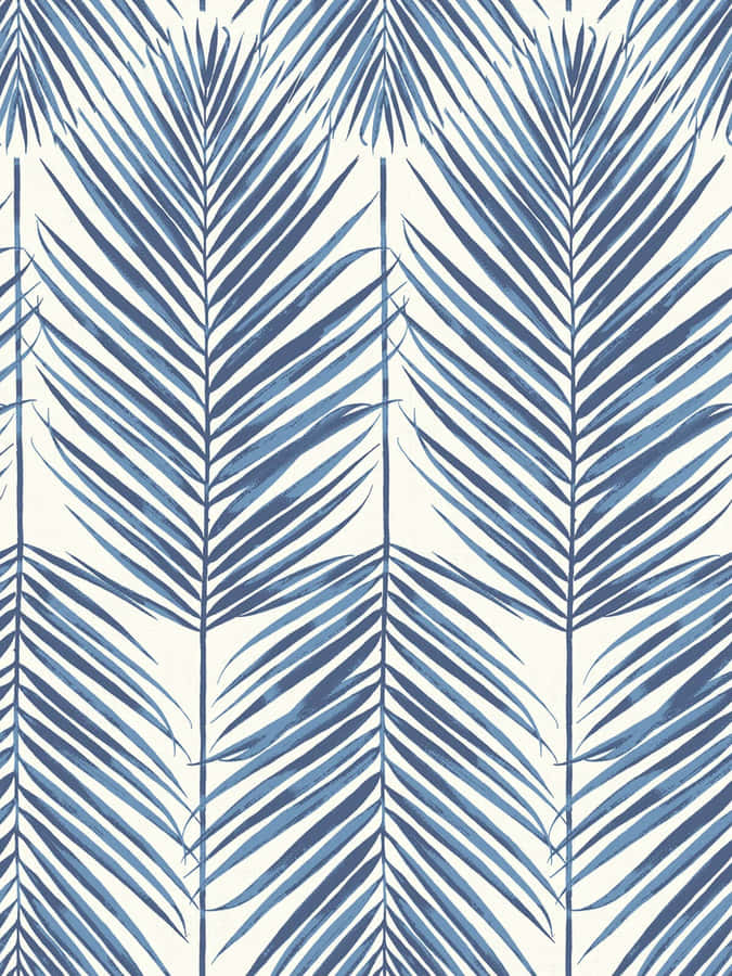Blue Palm Fronds Pattern Wallpaper