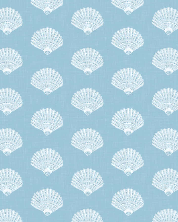 Blue Seashell Pattern Background Wallpaper