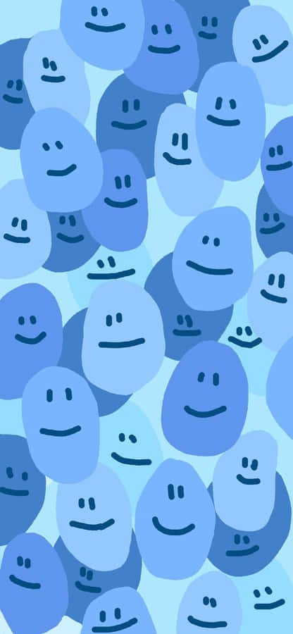 Blue Smiley Face Pattern Background Wallpaper