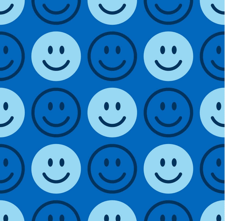 Blue Smiley Face Pattern Wallpaper