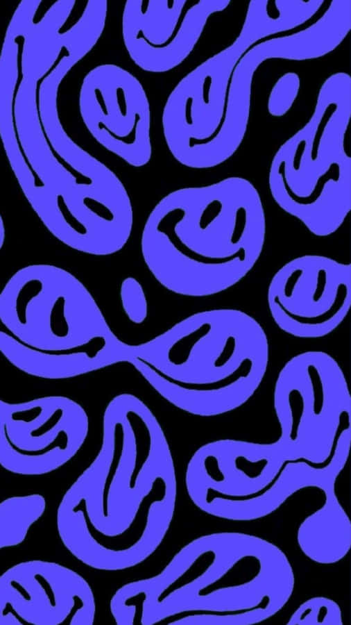 Blue_ Smiley_ Faces_ Pattern_ Trippy_i Phone_ Background.jpg Wallpaper