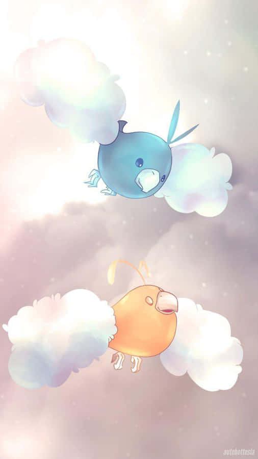 Blue Swablu And Yellow Swablu Wallpaper