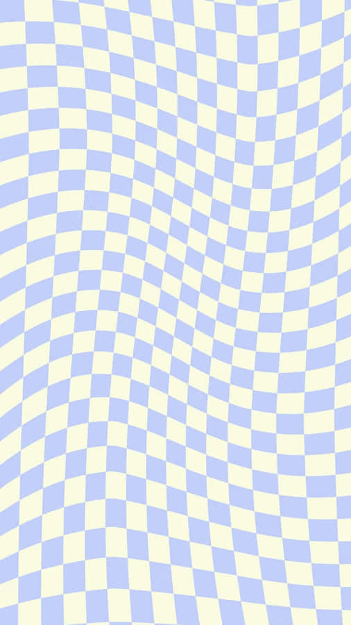 Blue White Checkered Wave Pattern Wallpaper