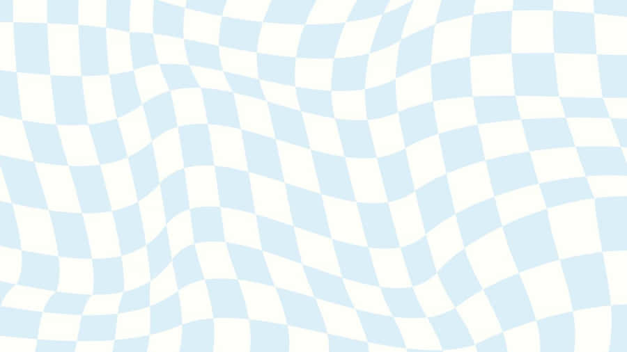 Blue White Checkered Wave Pattern Wallpaper