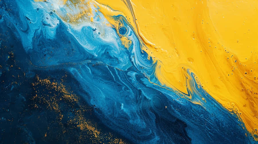 Blue Yellow Abstract Art Wallpaper