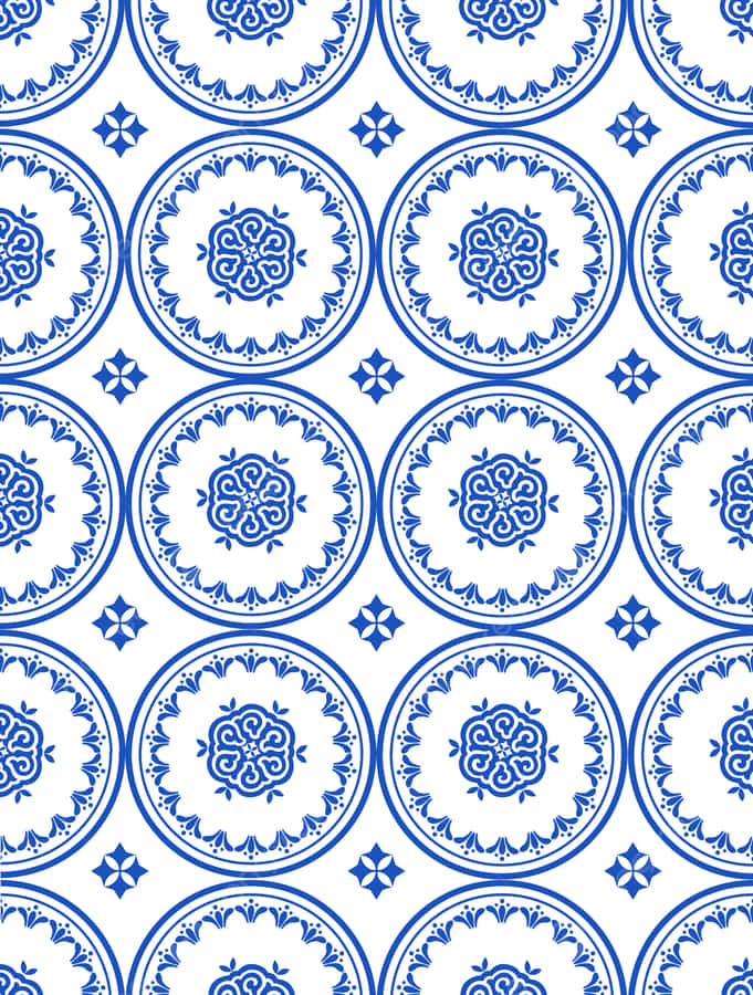 Blueand White Ceramic Tile Pattern Wallpaper
