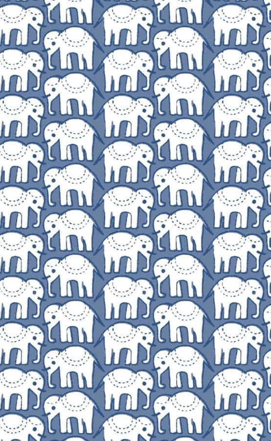 Blueand White Elephant Pattern Wallpaper