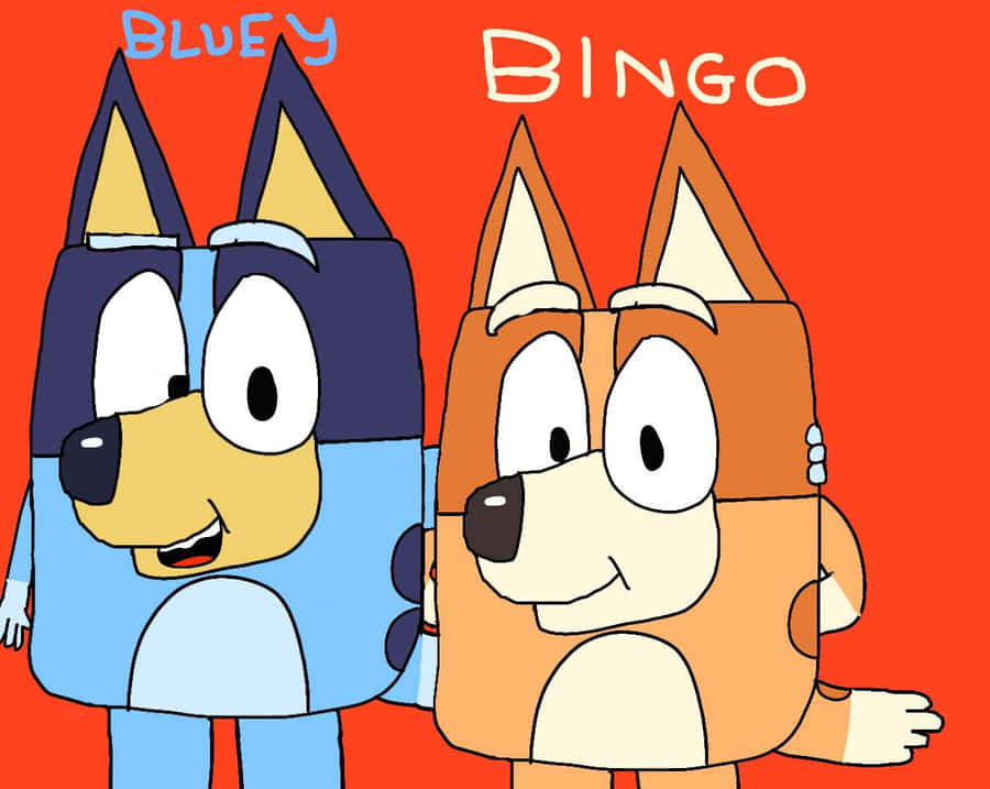 Blueyand Bingo Cartoon Drawing Wallpaper
